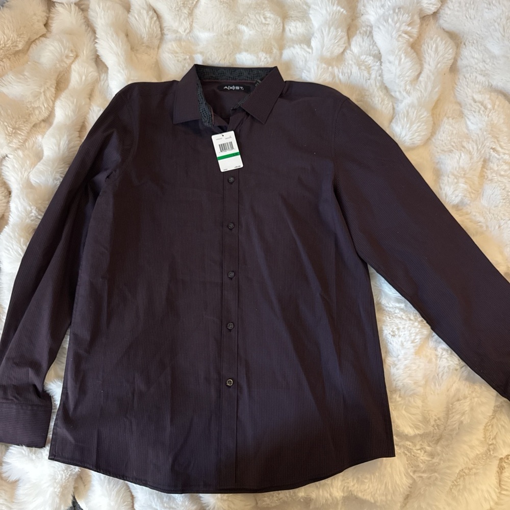 Men's black and red stripped button up  Shirt